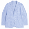 Blue and White Pinstripe Blazer with Notch Lapels