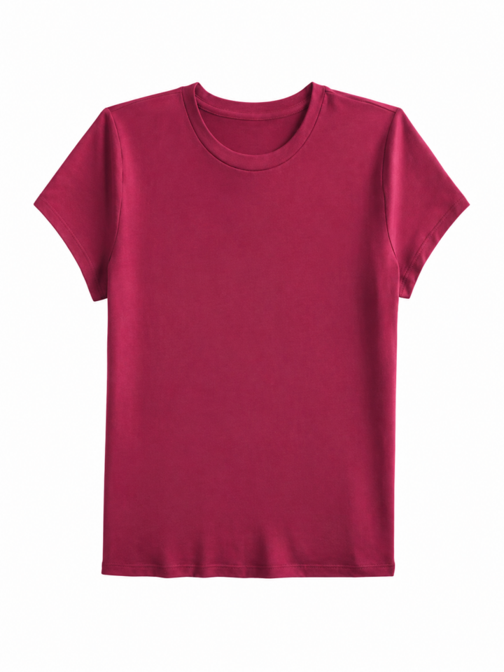 Burgundy Solid Crewneck T-Shirt