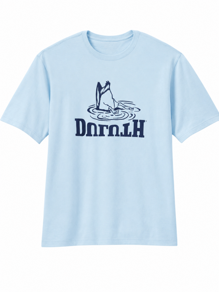 Light Blue Graphic Crew Neck T-Shirt with Shark Print