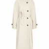 Ivory Longline Coat with Funnel Neck and Self-Tie Belt