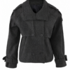 Charcoal Grey Double-Breasted Wool-Like Jacket