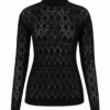 Black Turtleneck Pointelle Knit Sweater
