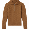 Brown Quarter-Zip Basketweave Pullover Sweater