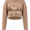 Washed Camel Tan Graphic Cropped Sweatshirt