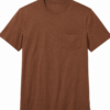 Brown Heathered Crew Neck T-Shirt with Chest Pocket